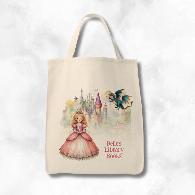 Bolso De Tela Biblioteca de dragones princesas de cuentos de had (Subido por el creador)