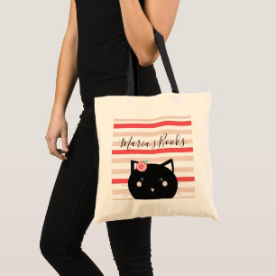 Bolso De Tela Biblioteca de Libros de Nombre de Gatito