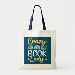 Bolso De Tela Biblioteca de libros locos "Lady" leyendo libros