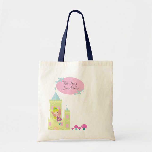 Bolso De Tela Biblioteca Esta Hada Ama Los Libros (Frente)