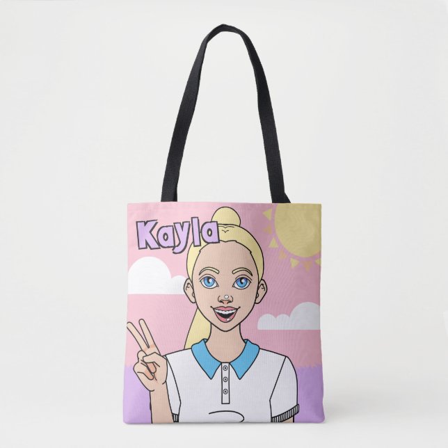Bolso De Tela Biblioteca estudiantil de Chica de Personalizado R (Anverso)