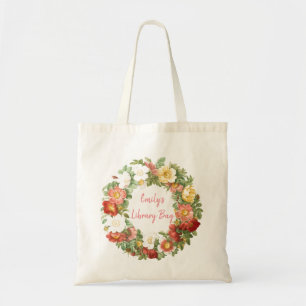 Bolso De Tela Biblioteca floral personalizada