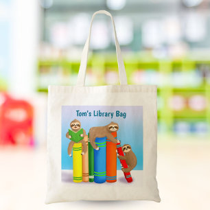 Bolso De Tela Biblioteca Personalizada de Libros de Sloth's Read