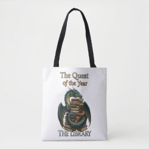 Bolso De Tela Bibliotecario Dragón de Lectura de Fantasía   La B