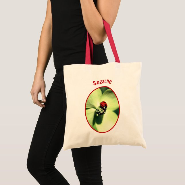 Bolso De Tela Bicho De Ladybug En La Naturaleza De Dogwood Perso (Anverso (producto))