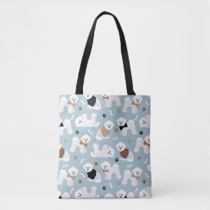 Bolso De Tela Bichon Frise Bones y Paws Blue