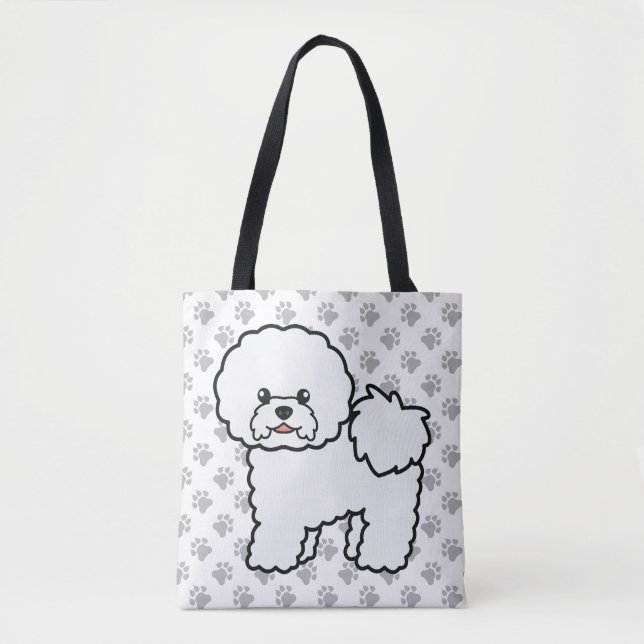 Bolso De Tela Bichon Frise Cute Cartog Perro & Paws (Anverso)
