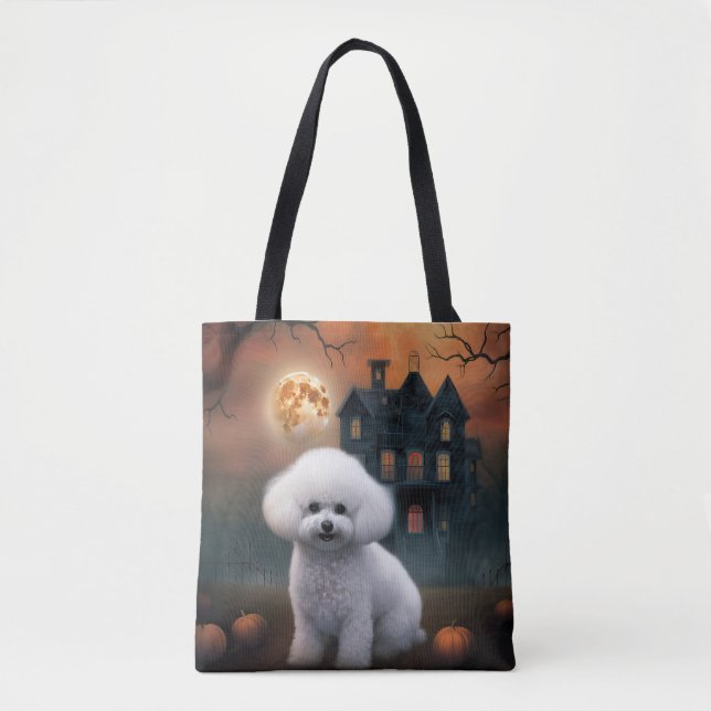 Bolso De Tela Bichon Frise Halloween Espantoso (Anverso)