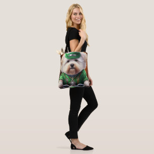 Bolso De Tela Bichon Frisé Perro conduciendo bicicleta Día de Sa