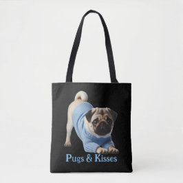 Bolso De Tela Bichos y besos: Adorable diseño con tema de pug