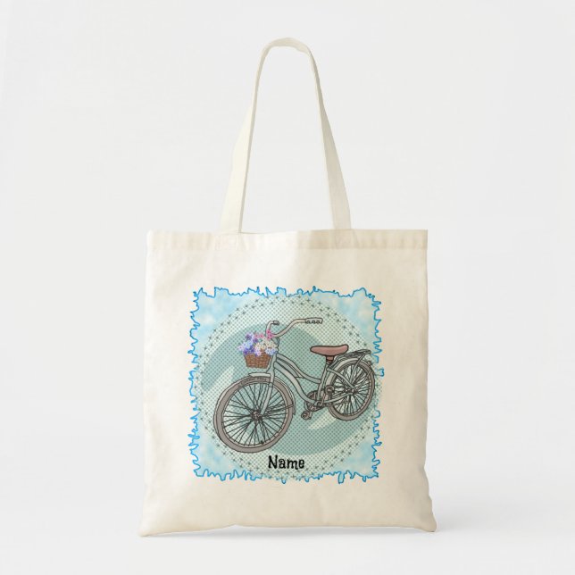 Bolso De Tela Bicicleta Azul  (Frente)