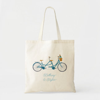 Bolso De Tela Bicicleta de dos acuarelas Tandem y nombres