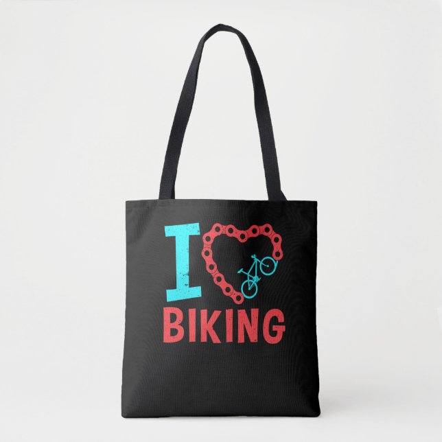 Bolso De Tela Bicicleta de montaña Bicicleta I Love Biking (Anverso)