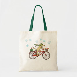 Bolso De Tela Bicicleta de perro con festividad blanquecina