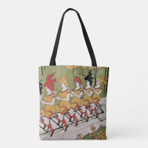 Bolso De Tela Bicicleta Tandem Art Nouveau Vintage con Rodamient