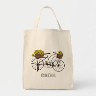 Bolso De Tela Bicicleta y cestas de flores