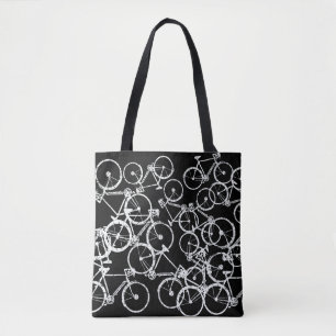 Bolso De Tela Bicicletas Tote Bag . bicicletas blancas en negro