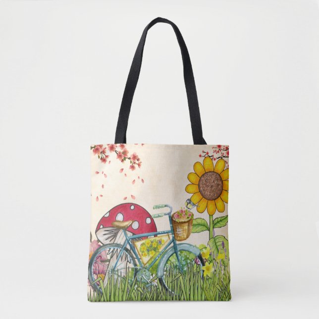 Bolso De Tela Bicola azul girasol amarillo (Anverso)