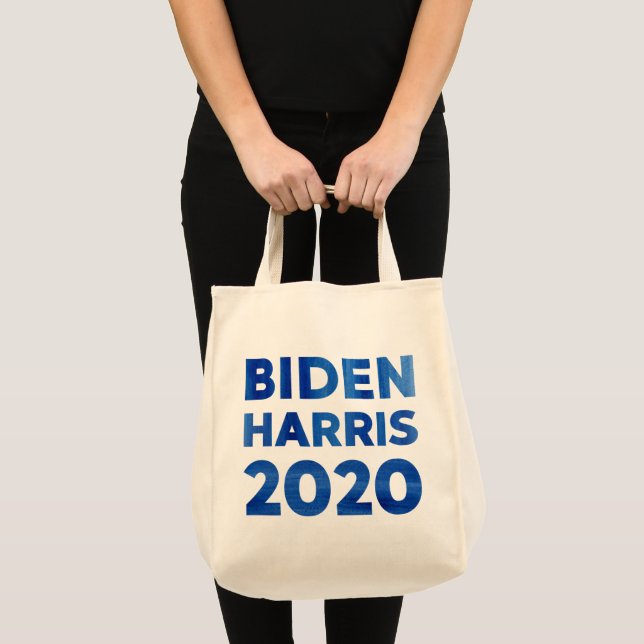 Bolso De Tela Biden Harris 2020 texto en negrita acuarela de dos (Anverso (producto))