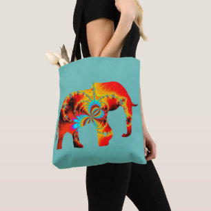 Bolso De Tela Bienestar animal - Fractal de silueta elefante 1