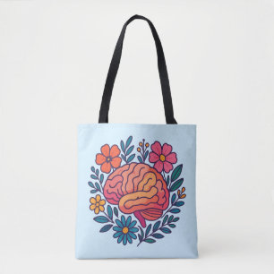 Bolso De Tela Bienestar Mental Cerebro Floreciente