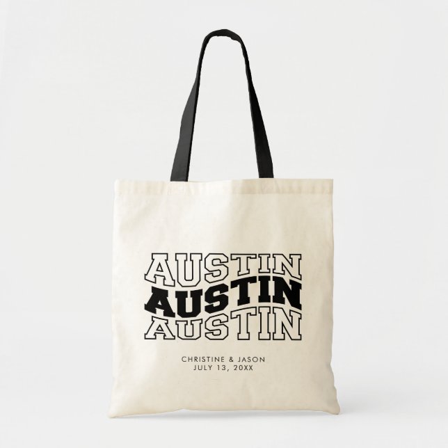 Bolso De Tela Bienvenida a Austin Boda Texas (Frente)