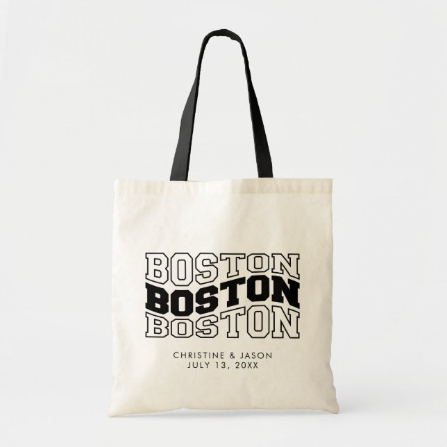 Bolso De Tela Bienvenida a Boda de Boston (Frente)