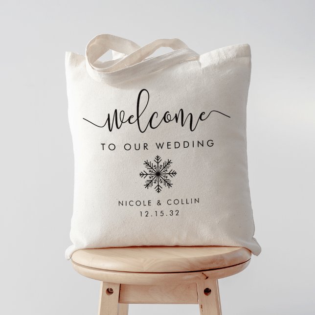 Bolso De Tela Bienvenida a Boda de copo de nieve en invierno (Subido por el creador)