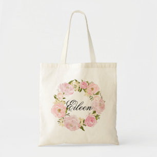 Bolso De Tela Bienvenida a Boda de Peony Floral Wreath