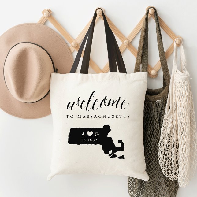 Bolso De Tela Bienvenida a Boda de Silhouette Estatal de Massach (Subido por el creador)