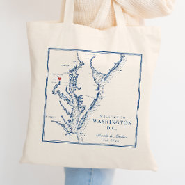 Bolso De Tela Bienvenida a Boda Elegante Marina en Washington DC