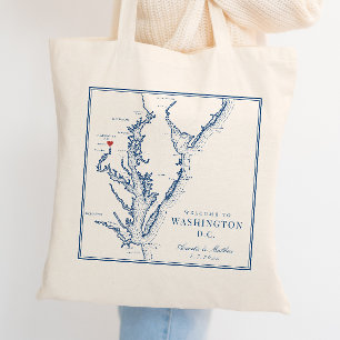 Bolso De Tela Bienvenida a Boda Elegante Marina en Washington DC