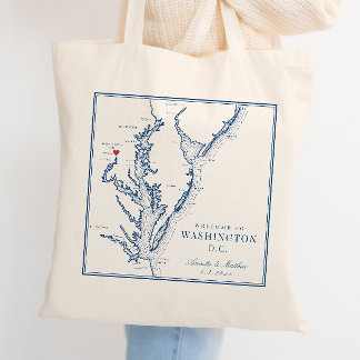 Bolso De Tela Bienvenida a Boda Elegante Marina en Washington DC