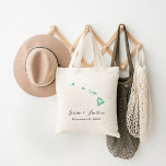 Bolso De Tela Bienvenida a Boda Hawaii<br><div class="desc">Bienvenidos a los bodas de la ciudad con una bolsa llena de bocadillos y dulces personalizados con el estado donde te casas y los nombres de la novia y el novio y la cita con el boda. Haga clic en Personalizar para mover el corazón para mostrar cualquier ciudad o ubicación...</div>