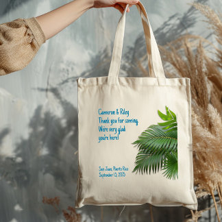 Bolso De Tela Bienvenida a Boda tropical Palm Fronds