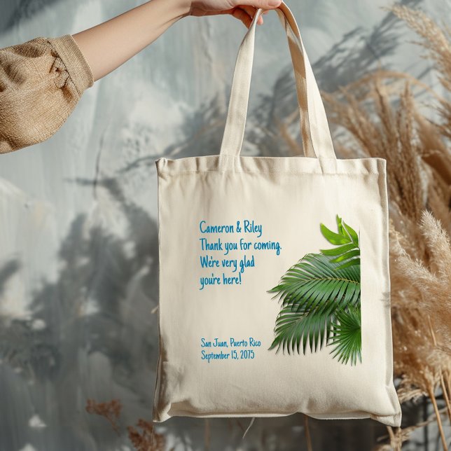 Bolso De Tela Bienvenida a Boda tropical Palm Fronds (Subido por el creador)