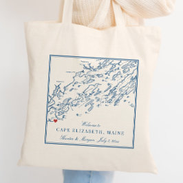 Bolso De Tela Bienvenida a la boda de destino de Cape Elizabeth