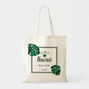 Bolso De Tela Bienvenida a la boda de destino de la hoja de Mons