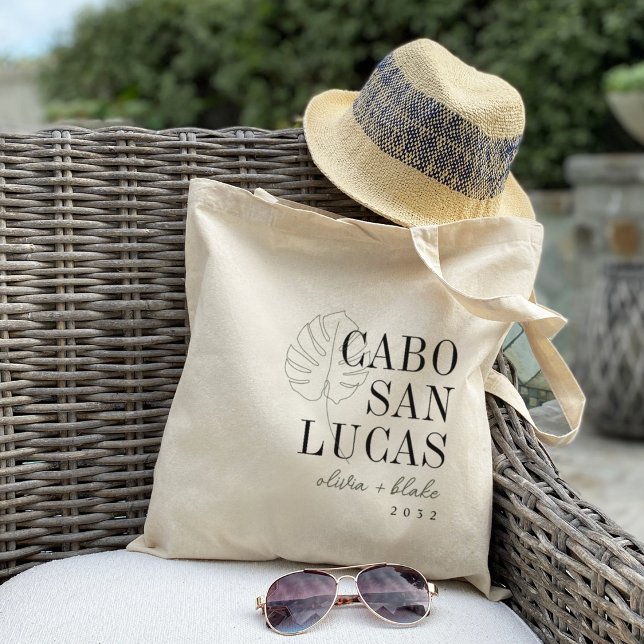 Bolso De Tela Bienvenida a la boda de destino de la hoja de Mons (Subido por el creador)