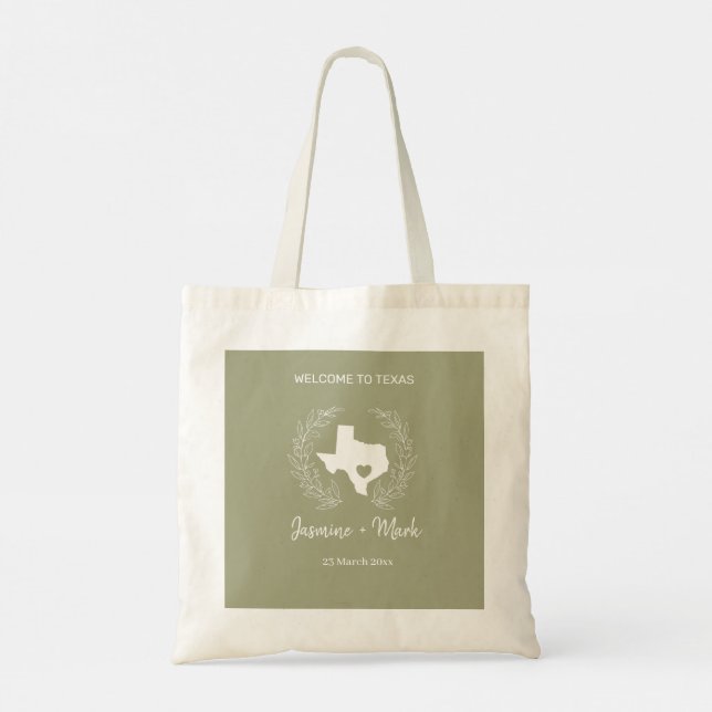 Bolso De Tela Bienvenida a la boda de destino de Texas    (Reverso)