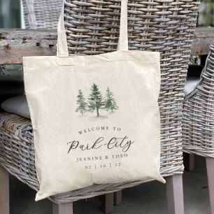 Bolso De Tela Bienvenida a la boda de invierno de Timber Grove