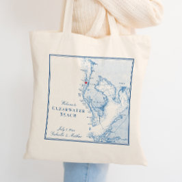 Bolso De Tela Bienvenida a la elegante boda del mapa de la bahía