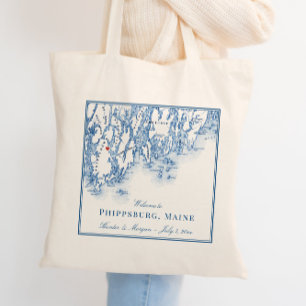 Bolso De Tela Bienvenida a la elegante boda del Mapa de Maine en
