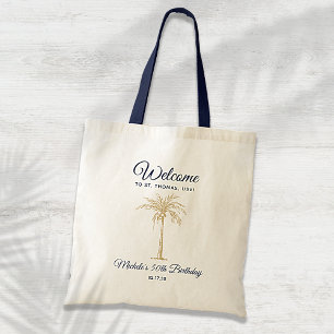 Bolso De Tela Bienvenida a la fiesta de cumpleaños de la palma d