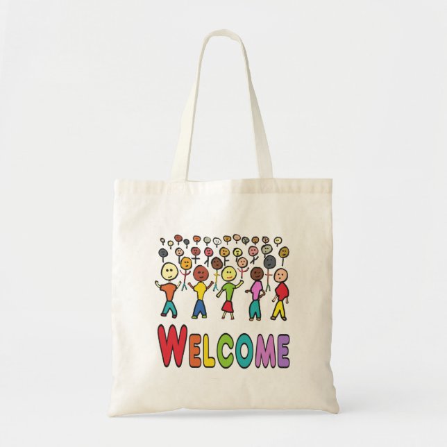 Bolso De Tela Bienvenida a refugiados y migrantes (Frente)