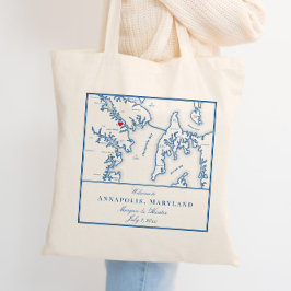 Bolso De Tela Bienvenida al Boda del Mapa Annapolis Maryland