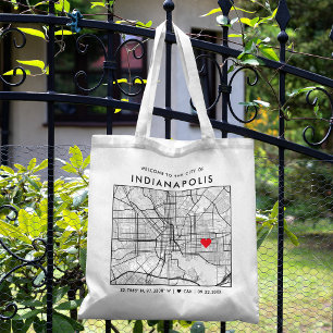 Bolso De Tela Bienvenida al Boda del mapa de la ciudad localizad