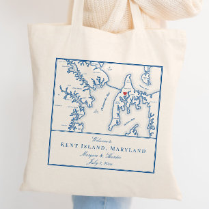 Bolso De Tela Bienvenida al Boda del Mapa de Maryland en la Isla