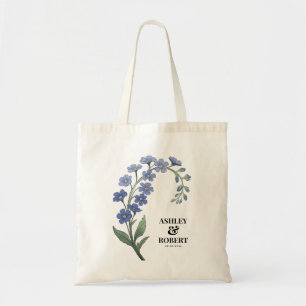 Bolso De Tela Bienvenida al Boda Floral Moderno Periwinkle Blue