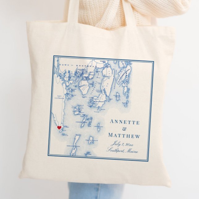 Bolso De Tela Bienvenida al Boda Maine, puerto de Boothbay en el (This Southport Maine wedding welcome tote bag is perfect for your Newagen Seaside Inn wedding)